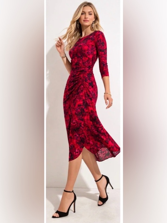 White House Black Market Dresses & Skirts - NWT White House Black Market Kaleidoscope Indulgent Ruched Midi Dres Sz 10